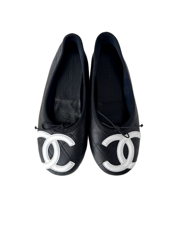 Chanel Cambon Interlocking CC Ballet Flats, 36.5