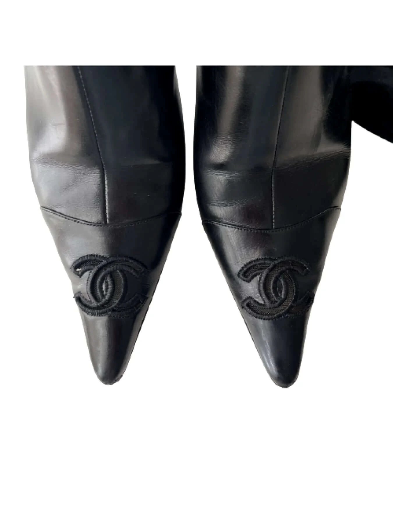 Chanel Black Suede Ankle Boots, 37