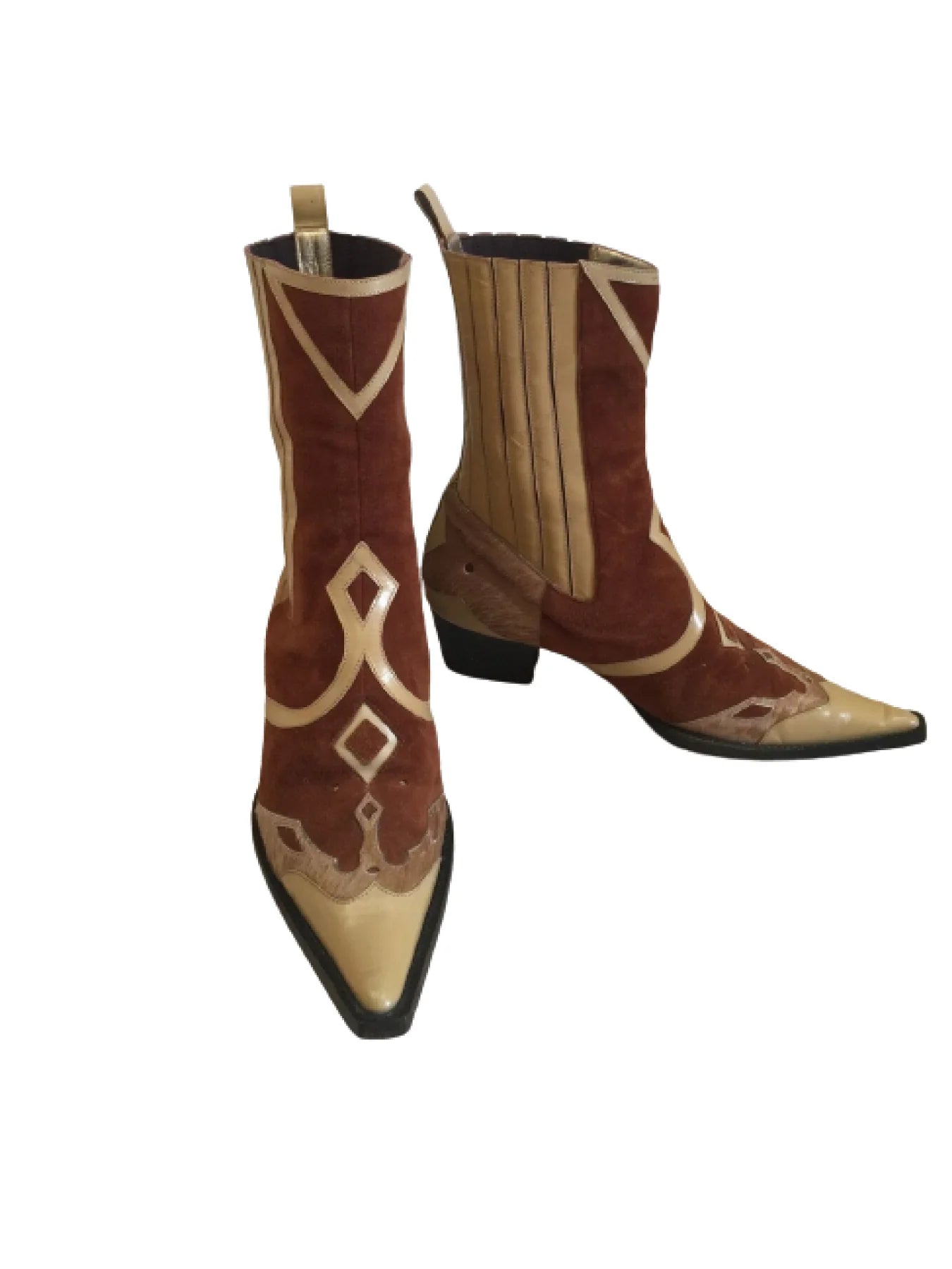 DOLCE GABBANA POINTED COWBOY SUEDE LEATHER PONYHAIR BOOTS, 38