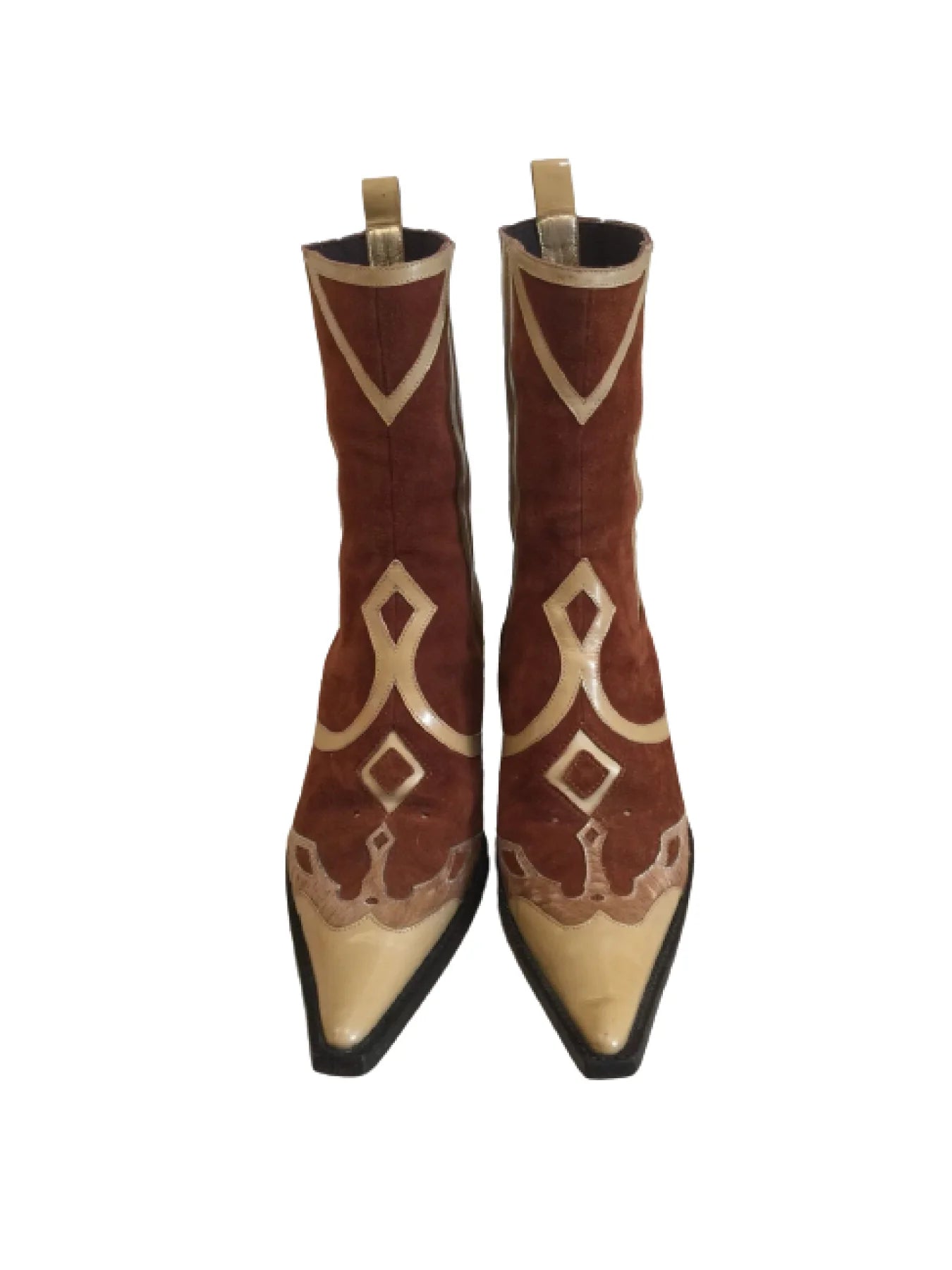 DOLCE GABBANA POINTED COWBOY SUEDE LEATHER PONYHAIR BOOTS, 38