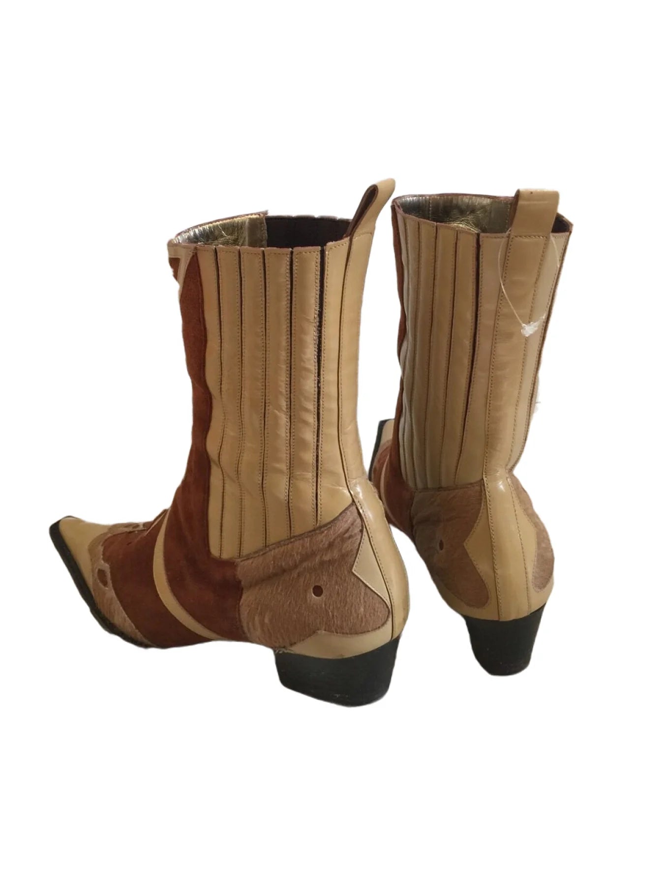 DOLCE GABBANA POINTED COWBOY SUEDE LEATHER PONYHAIR BOOTS, 38