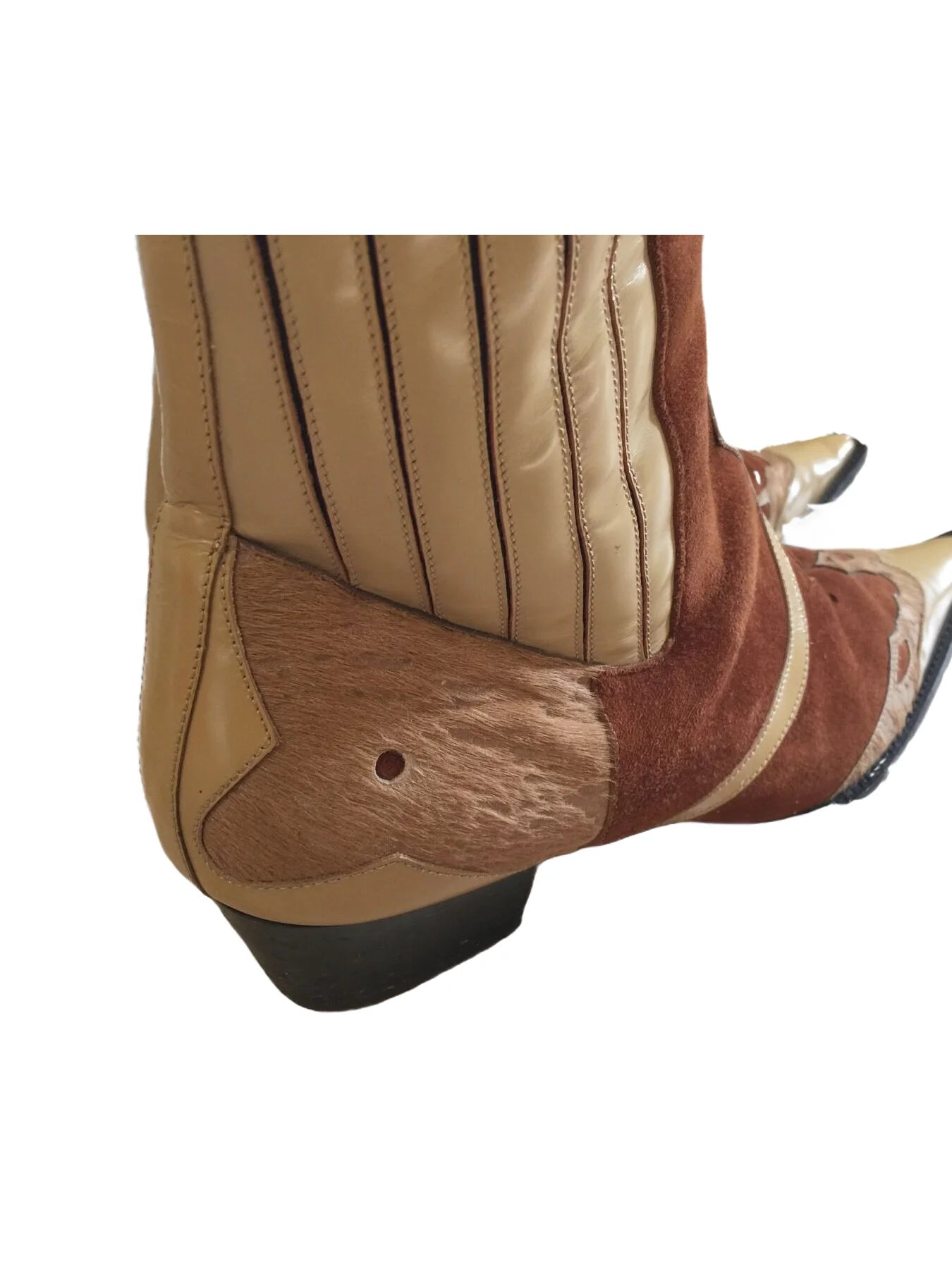 DOLCE GABBANA POINTED COWBOY SUEDE LEATHER PONYHAIR BOOTS, 38