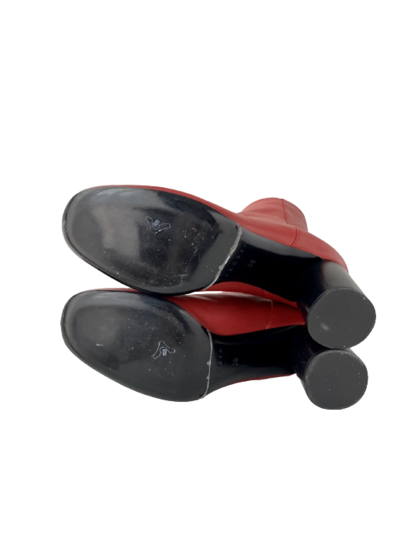 SANDRO Red Leather Booties, 39