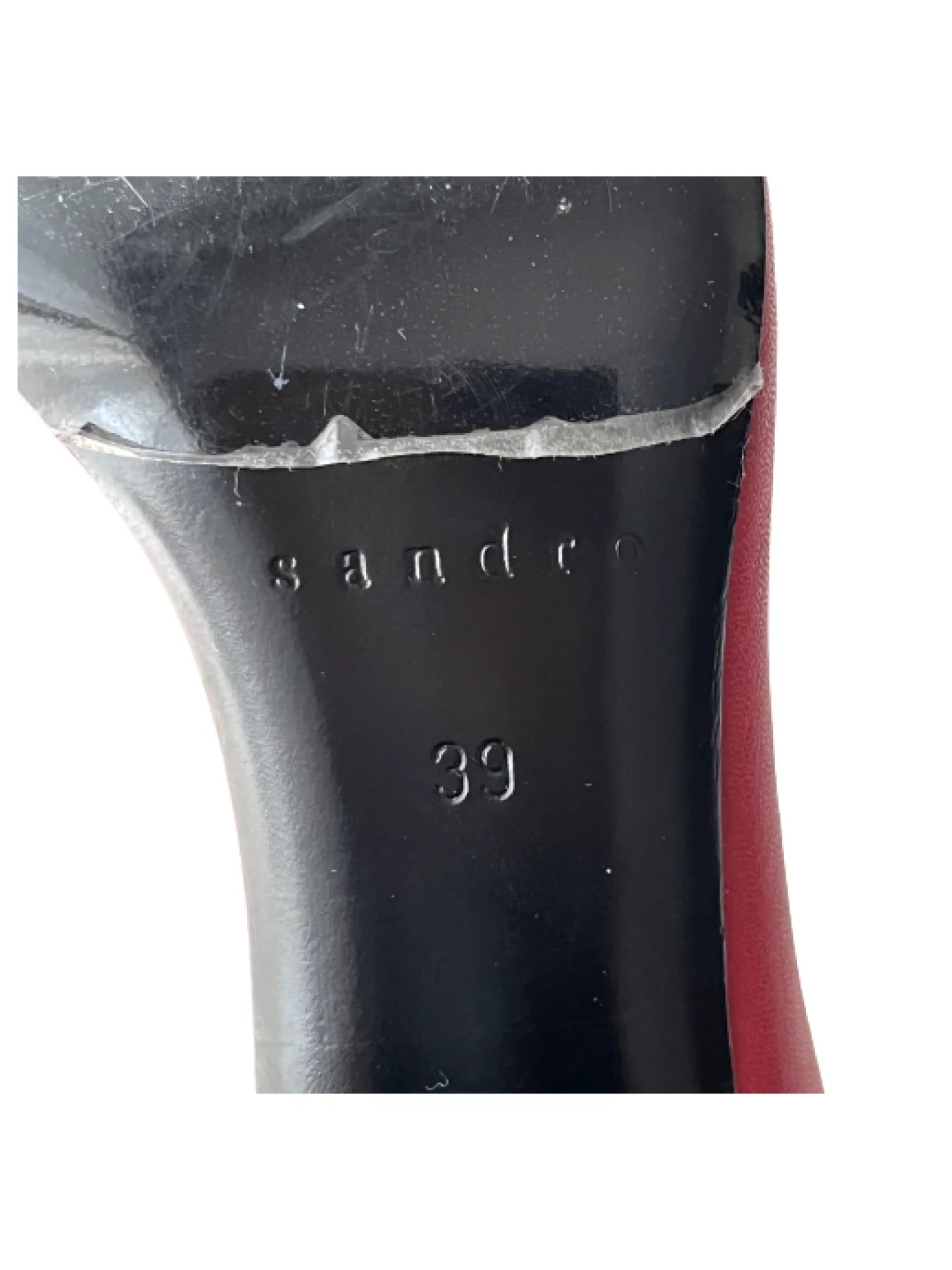 SANDRO Red Leather Booties, 39