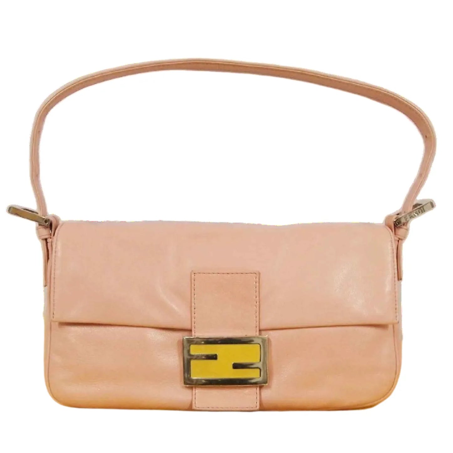 FENDI Baguette Vintage Pink Lambskin Leather Shoulder Bag