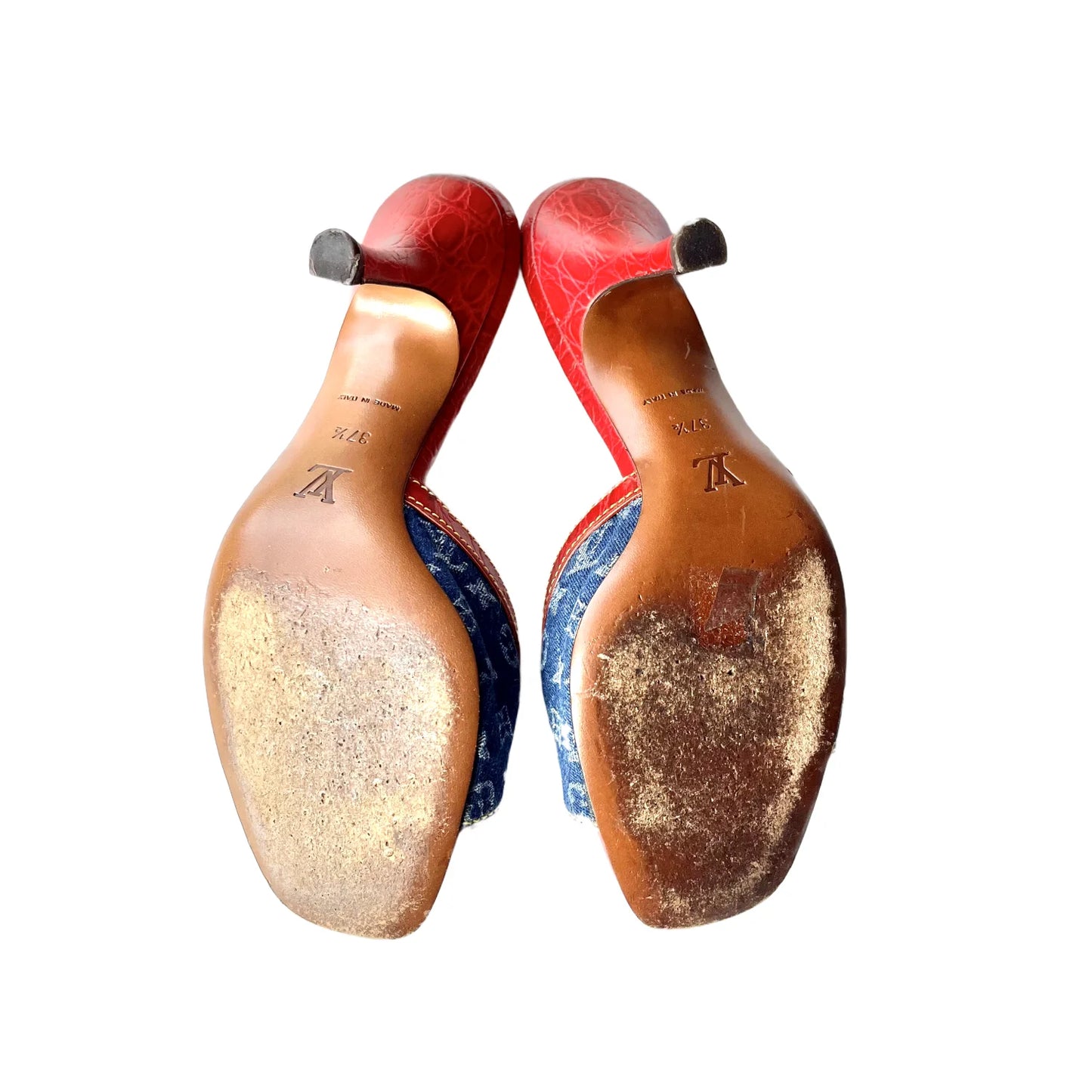 louis vuitton denim heels