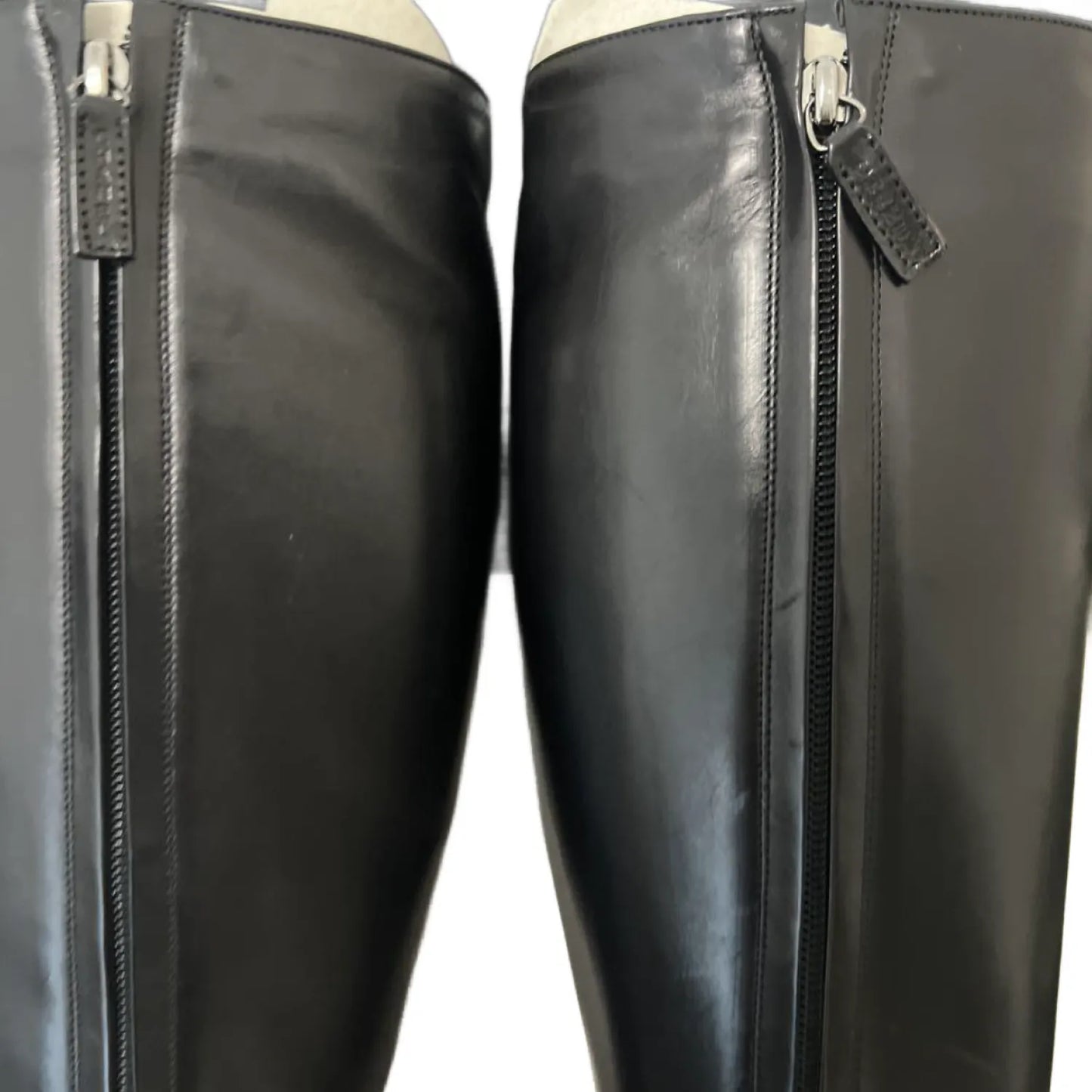 CHANEL Knee-high logo leather boots IT 35