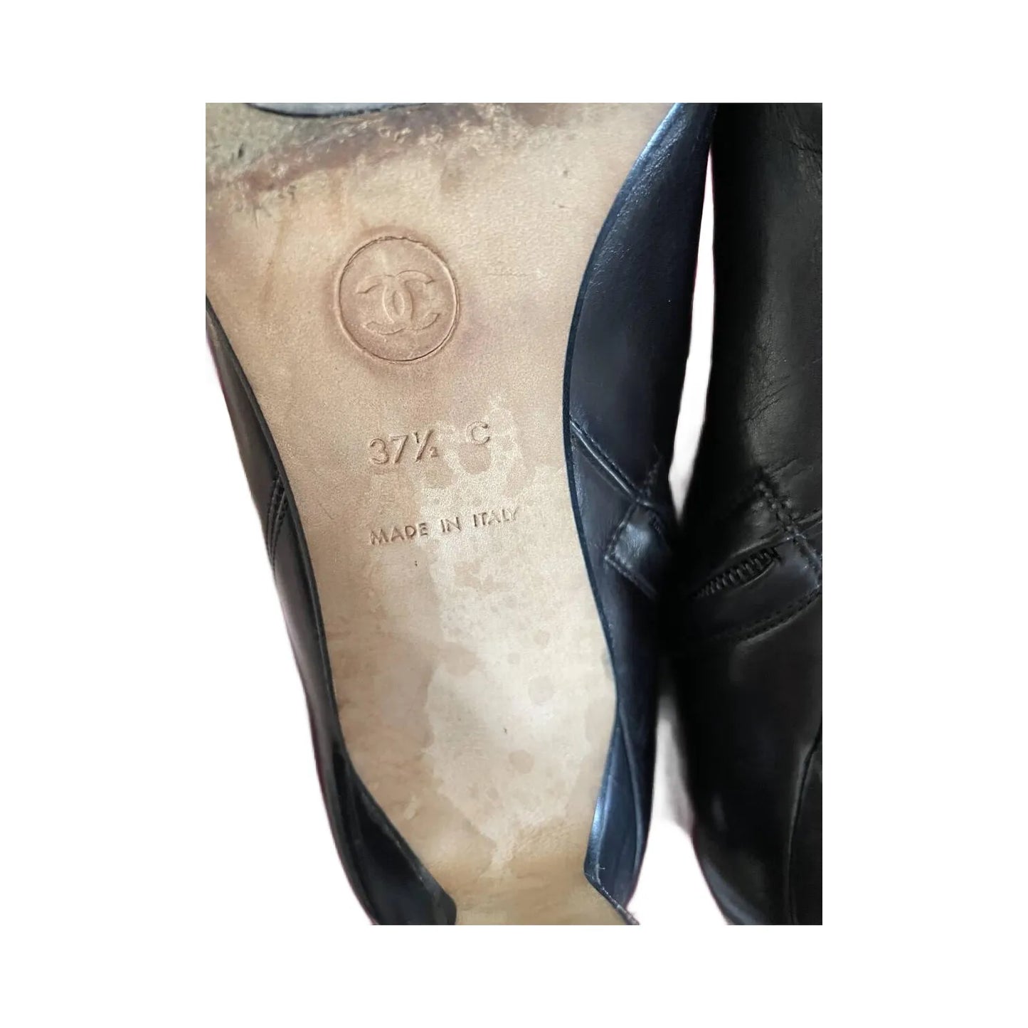 CHANEL KNEE-HIGH LOGO LEATHER BOOTS IT 37.5