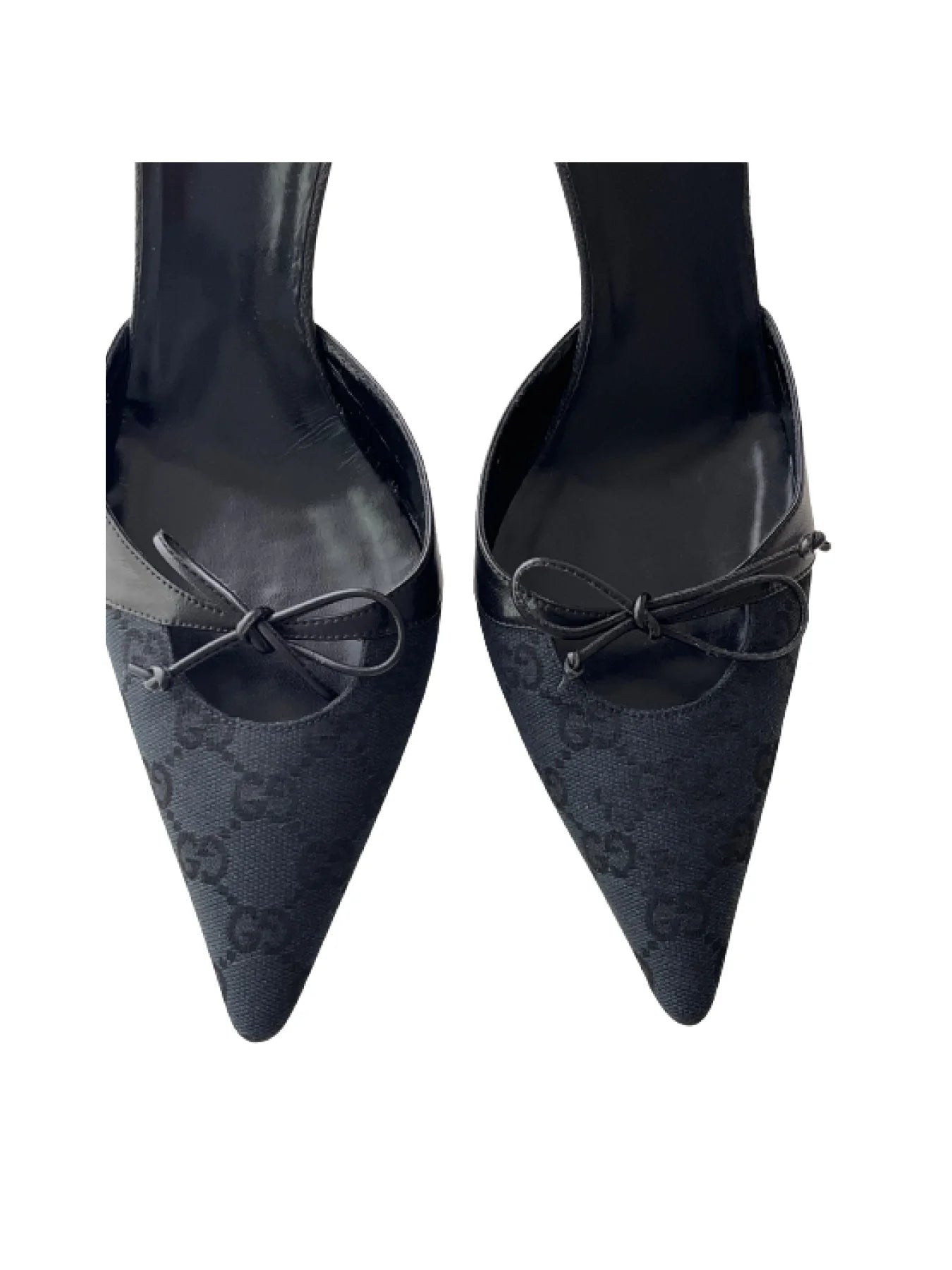 GUCCI Canvas Printed Bow Mules, 39