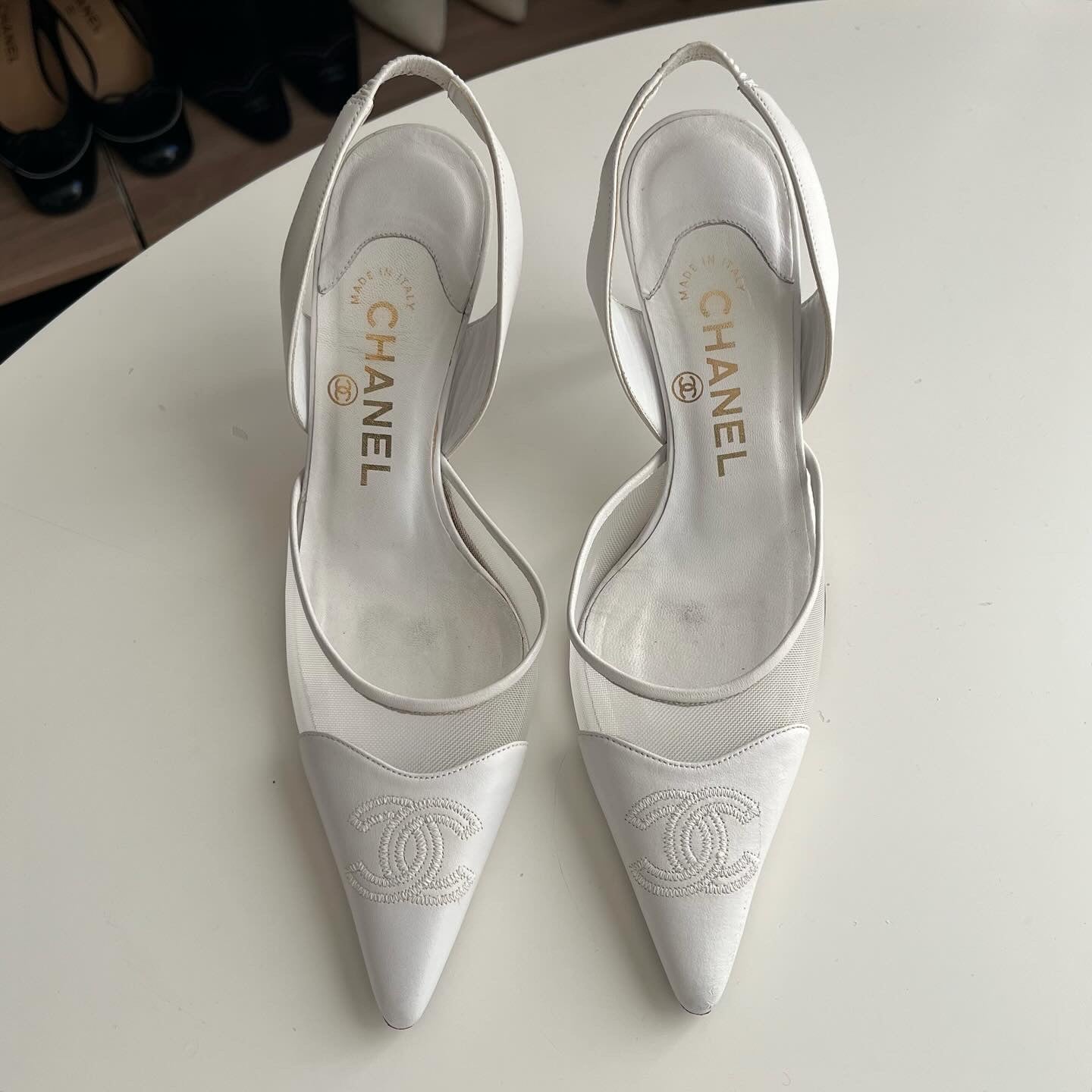 Chanel mesh slingbacks, 36