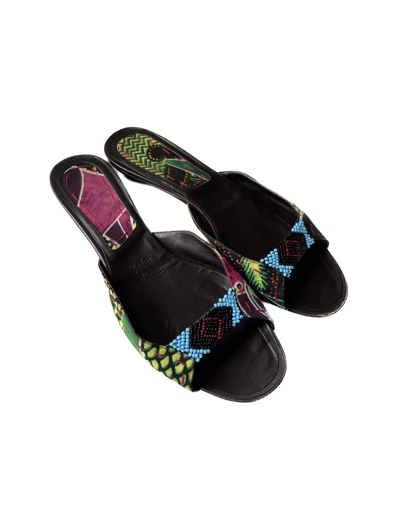 John Galliano Beaded Slide Sandals, 38