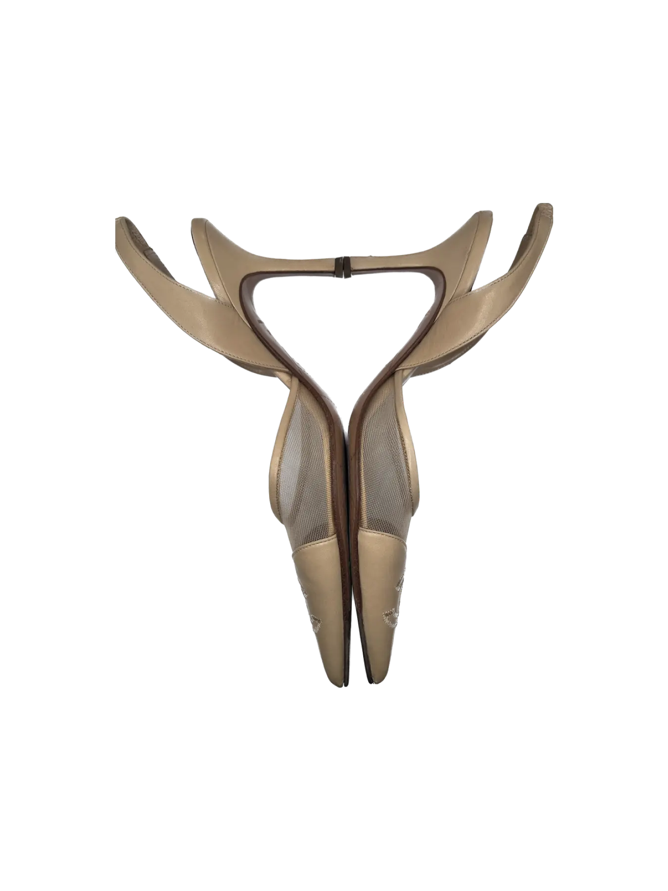 Chanel Interlocking CC Logo Leather Mesh Heels Slingback Pumps | Archive Square vintage mules heels