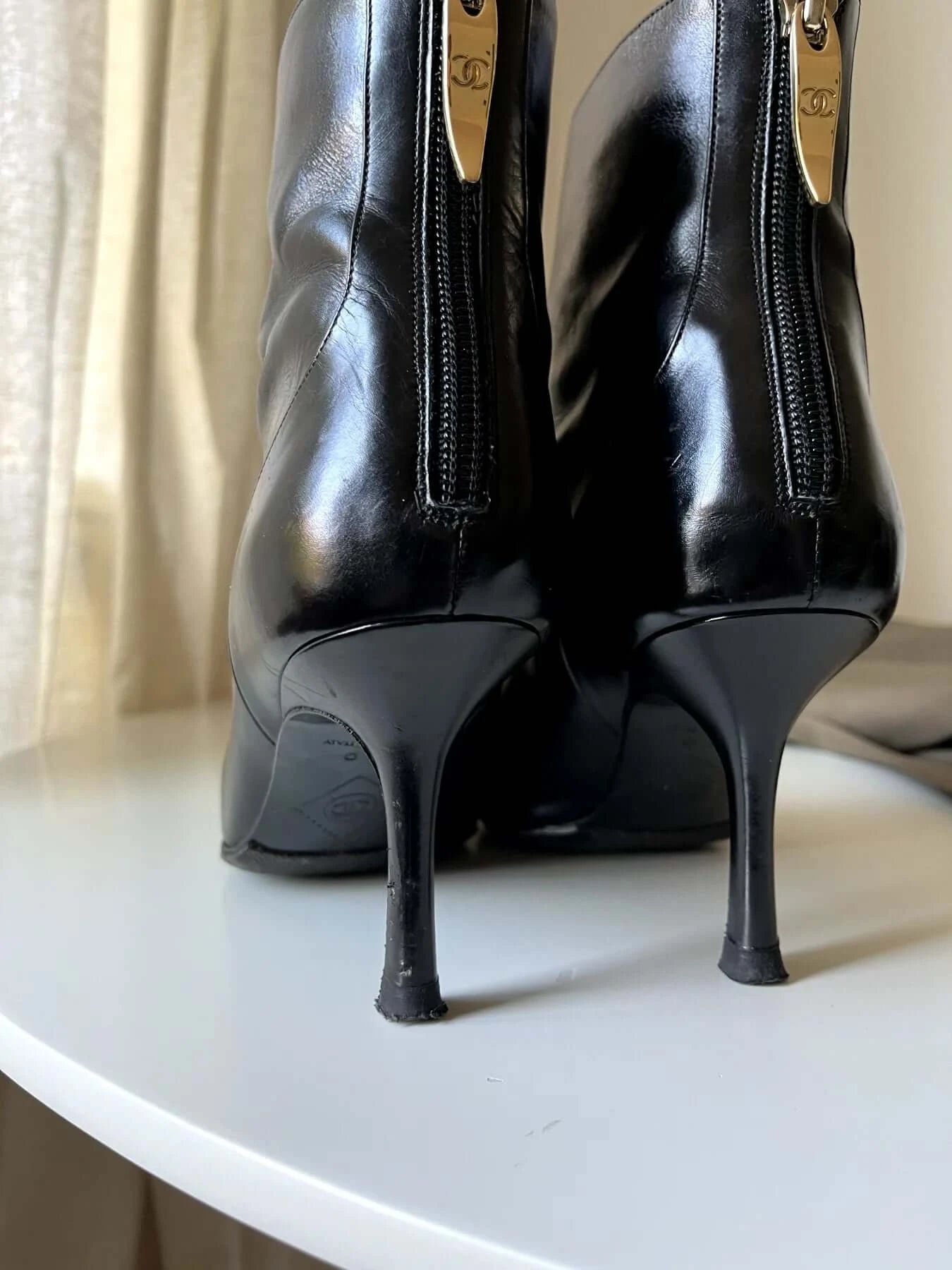 Chanel Black Suede Ankle Boots, 37