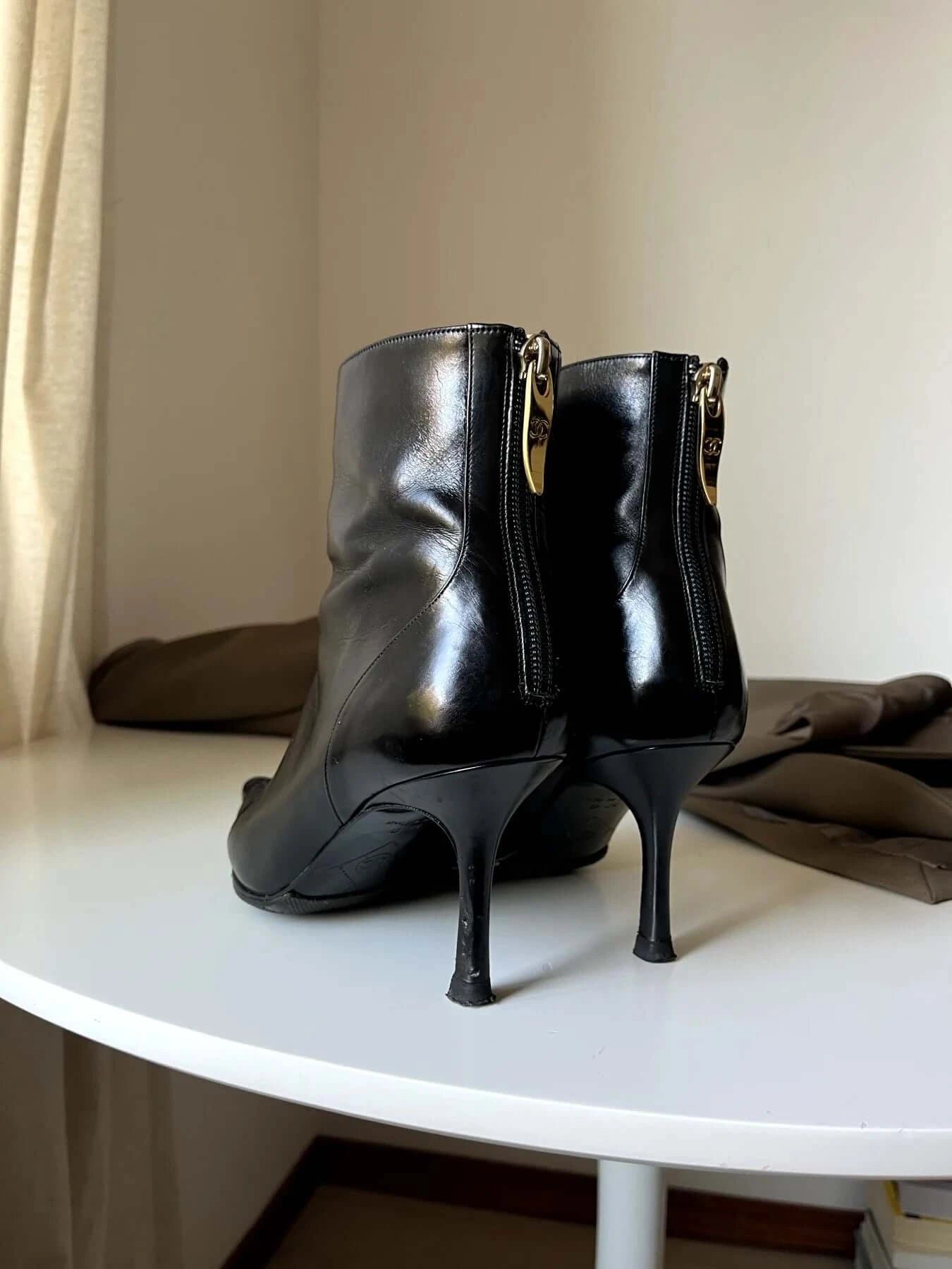 Chanel Black Suede Ankle Boots, 37