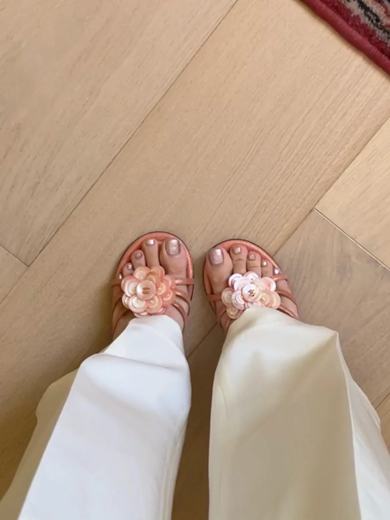 CHANEL Camellia Sandals Slides, 37.5 | Archive Square vintage mules Chanel mules Bow Mules