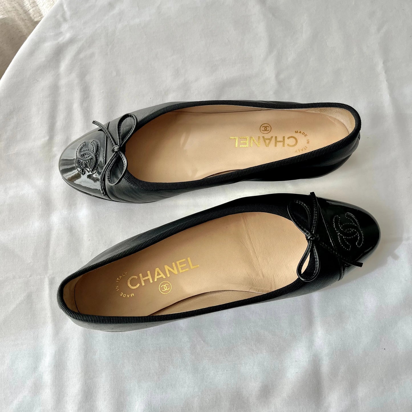 CHANEL Leather Ballet Flats, 36.5