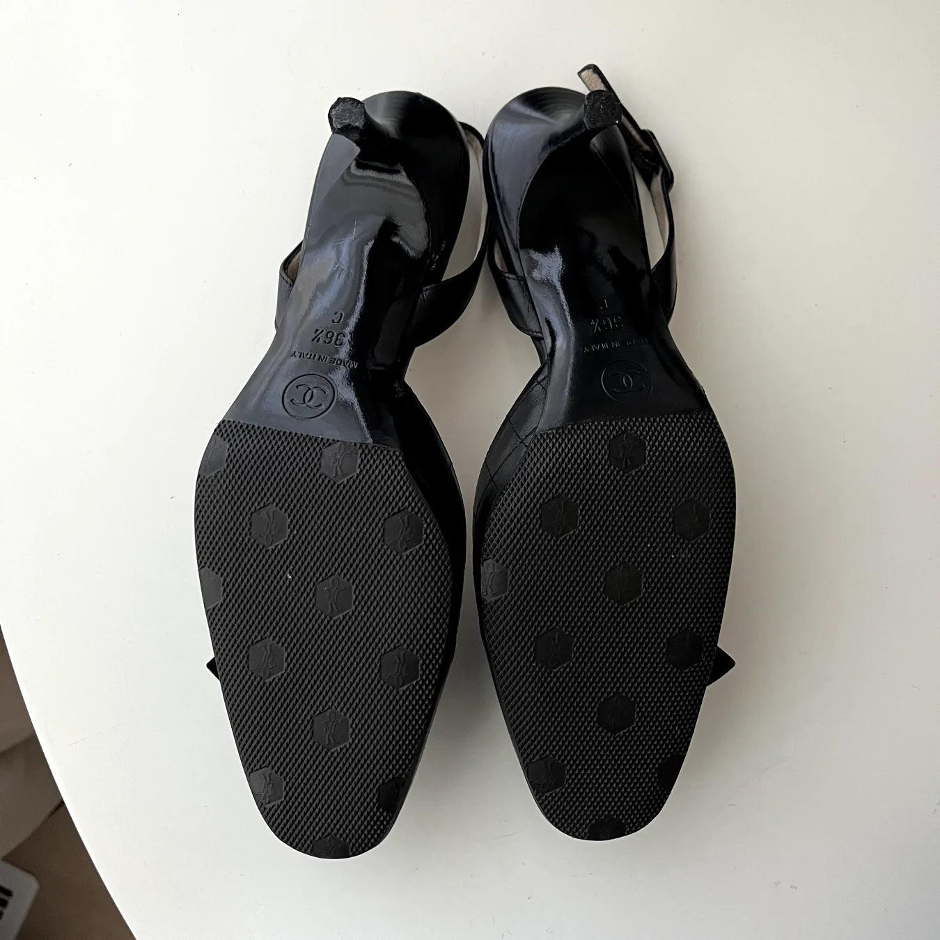 Chanel Sling-backs w/Camellia Flowers Sandals, 36.5