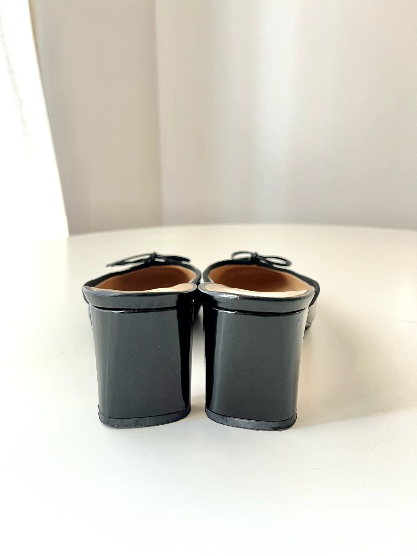 CHANEL Leather Bow Accents Mules, 37