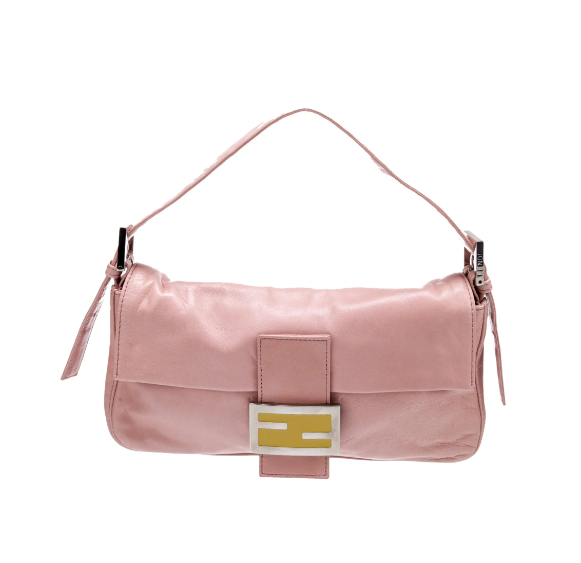 FENDI Baguette Vintage Pink Lambskin Leather Shoulder Bag
