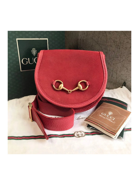 Gucci Horsebit Suede Waist Pouch Bag Mini Saddle Clutch