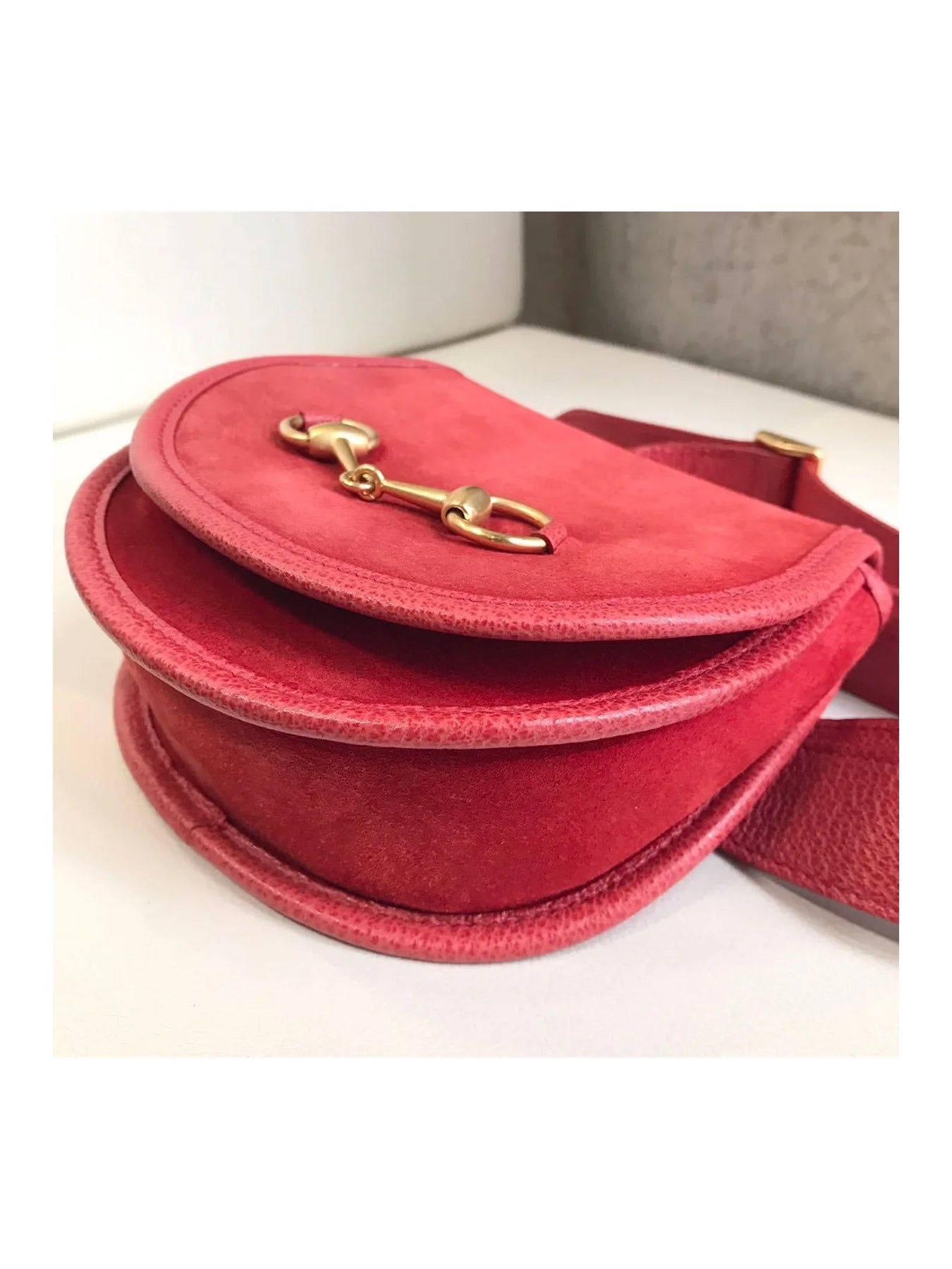 Gucci Horsebit Suede Waist Pouch Bag Mini Saddle Clutch