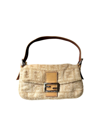 FENDI Baguette Zucchino Monogram Wool Bag Baguette