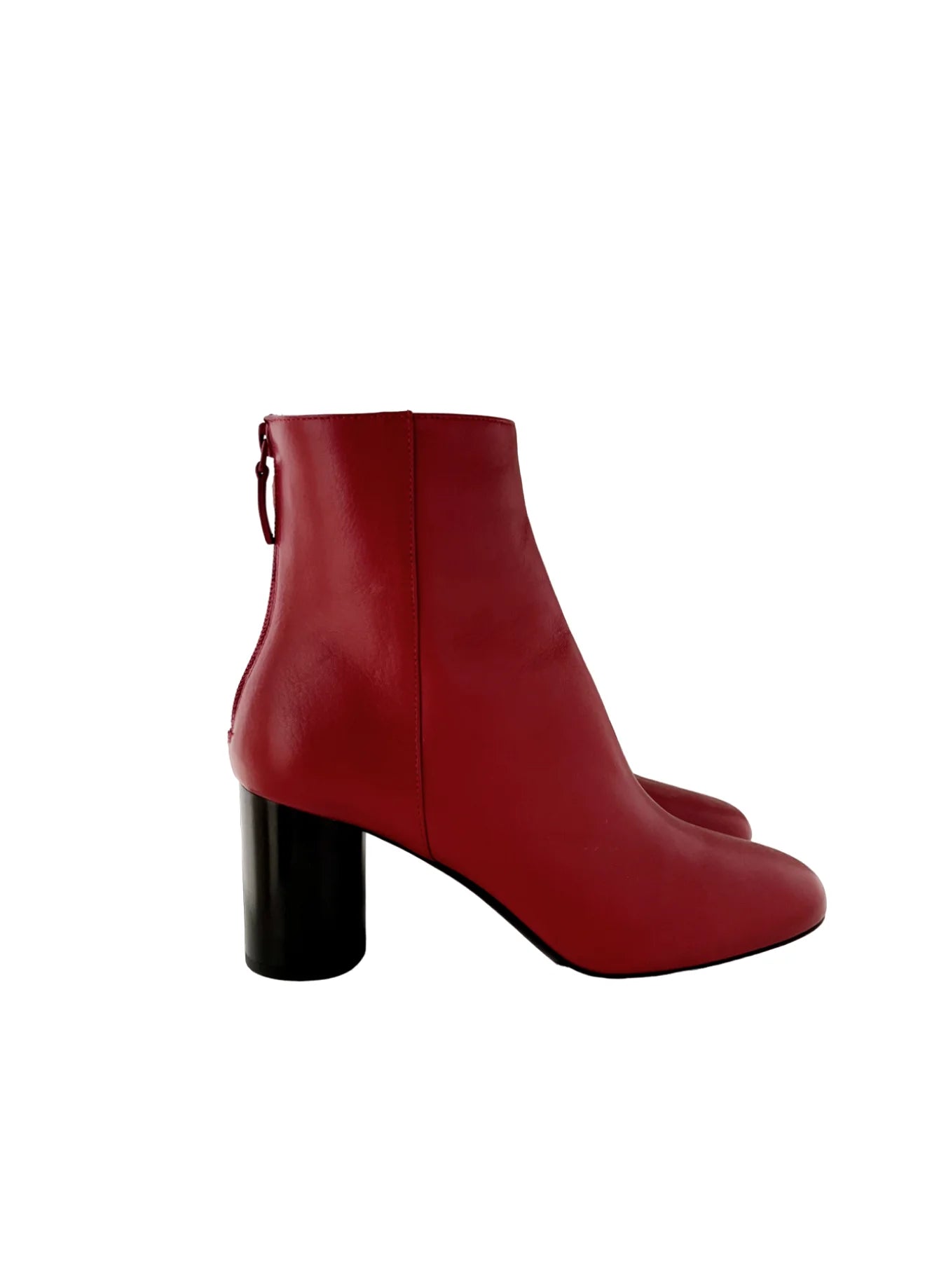 SANDRO Red Leather Booties, 39