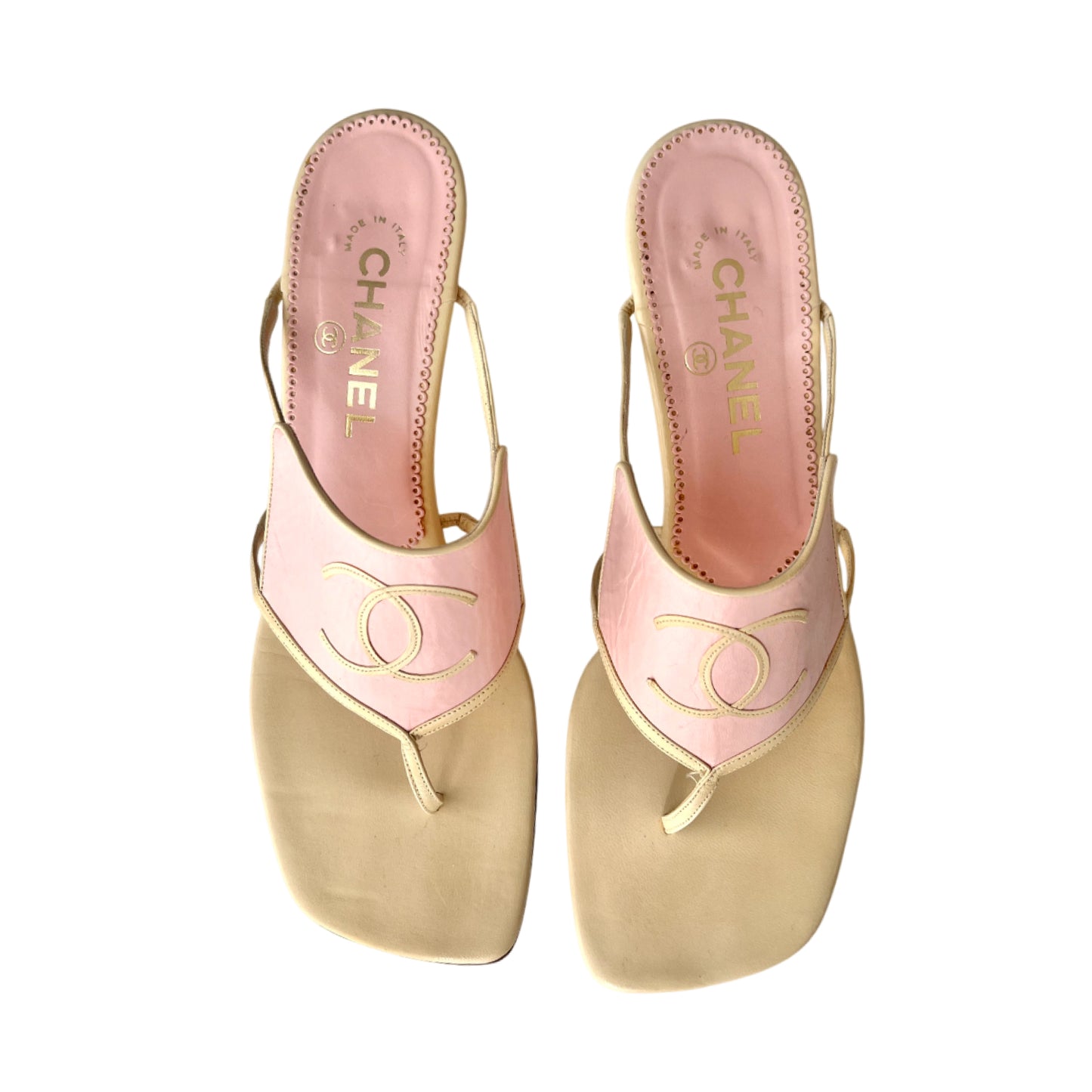CHANEL LEATHER SLIDES IT 38.5