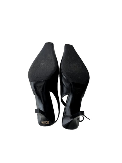 Gucci Black Leather Square Toe Slingbacks heels, IT 37