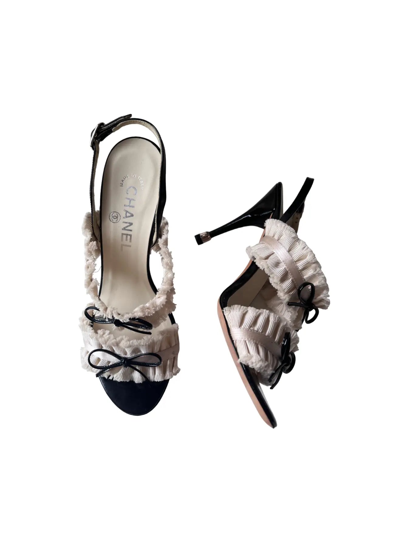 Chanel 2012 Interlocking CC Logo Slingback Sandals - Black Sandals
