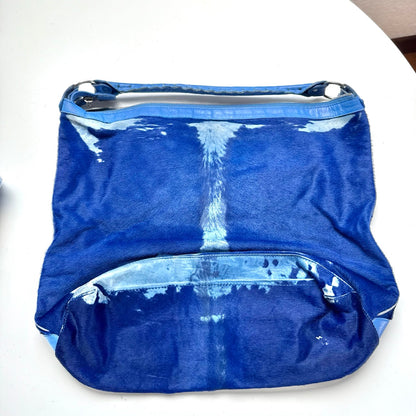 Balenciaga Blue Calf Hair Ponyhair Motorcycle Shoulder Bag AS IT
