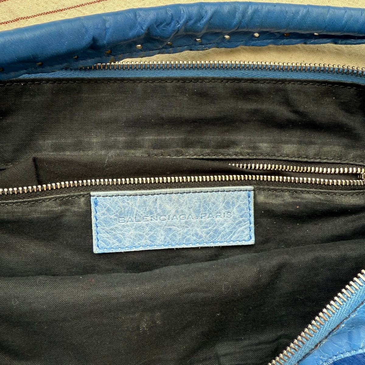 Balenciaga Blue Calf Hair Ponyhair Motorcycle Shoulder Bag AS IT