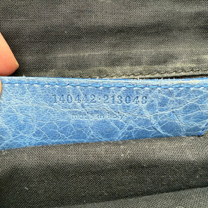 Balenciaga Blue Calf Hair Ponyhair Motorcycle Shoulder Bag AS IT