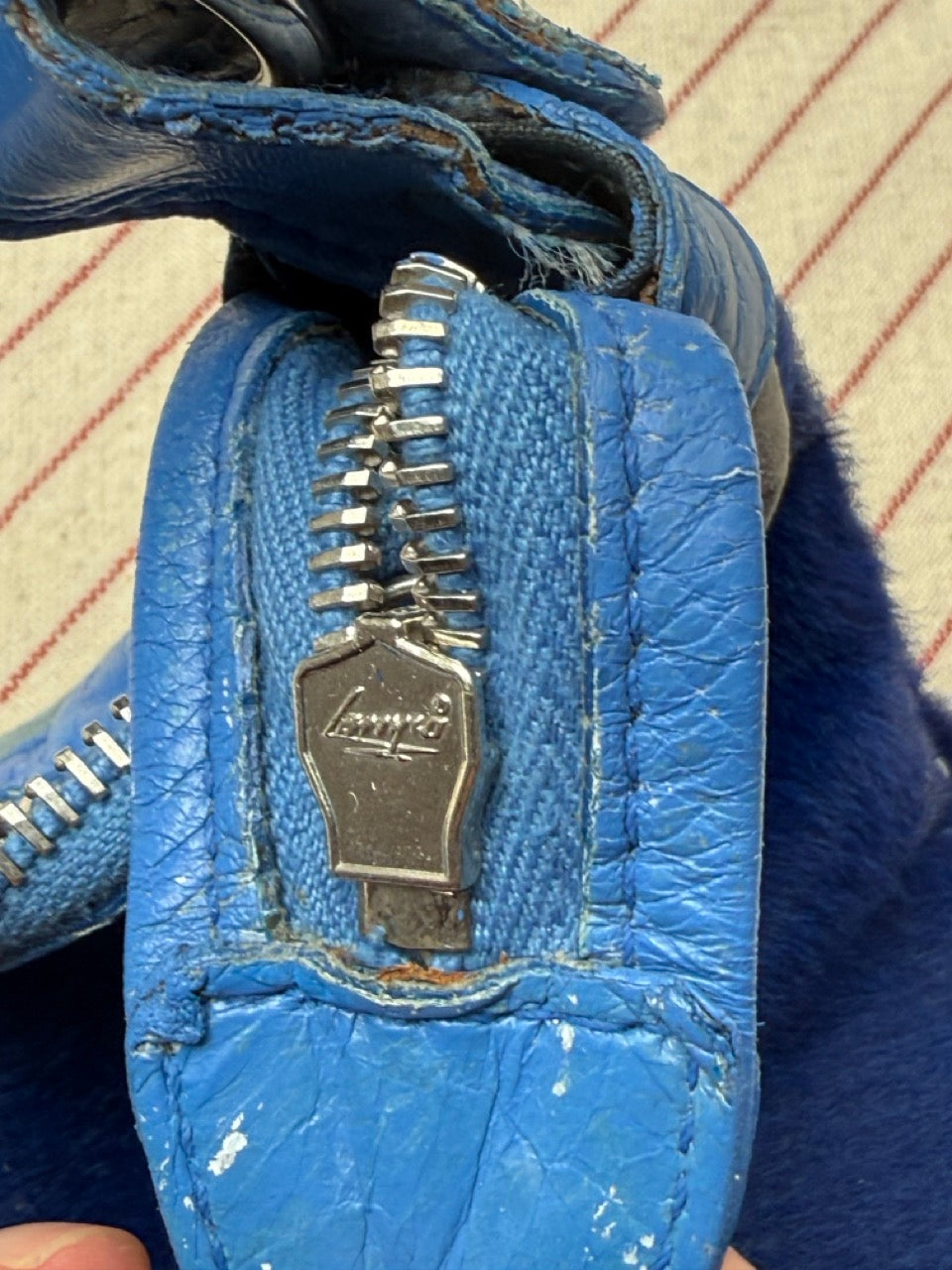 Balenciaga Blue Calf Hair Ponyhair Motorcycle Shoulder Bag AS IT