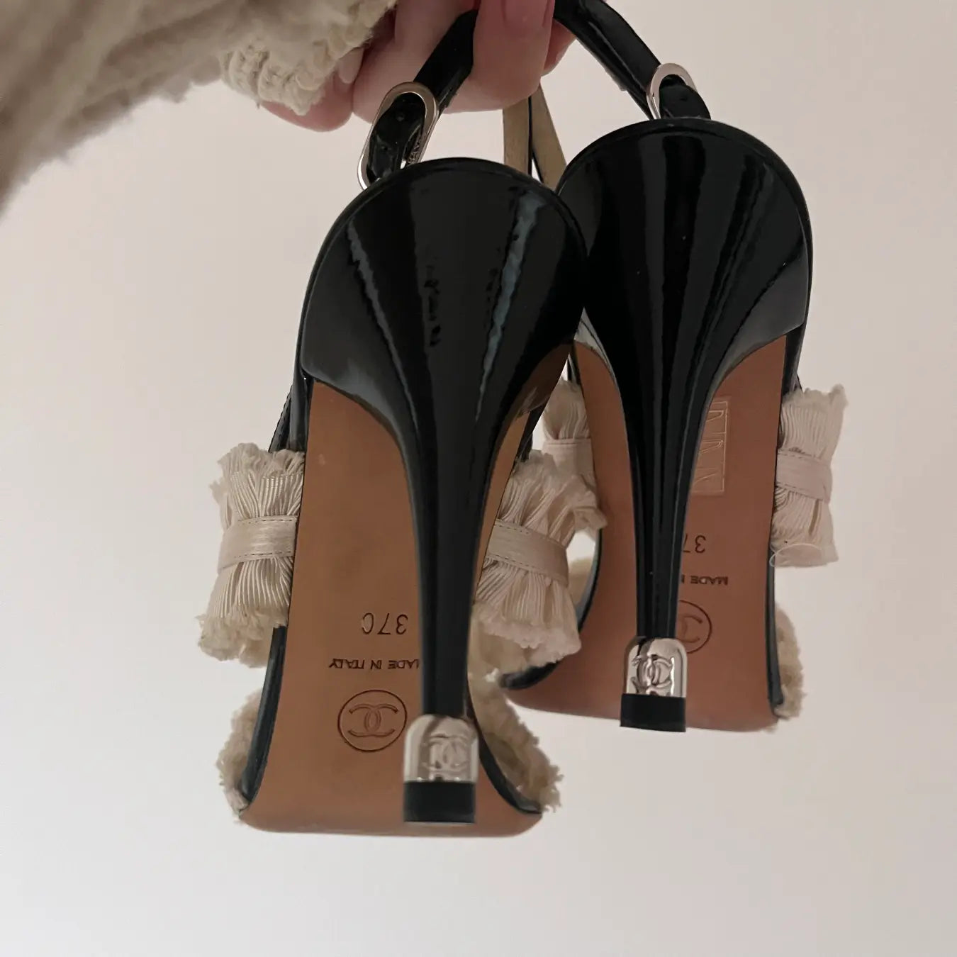 Chanel Black Suede Ankle Tie Flat Mules Size 37 For Sale at 1stDibs