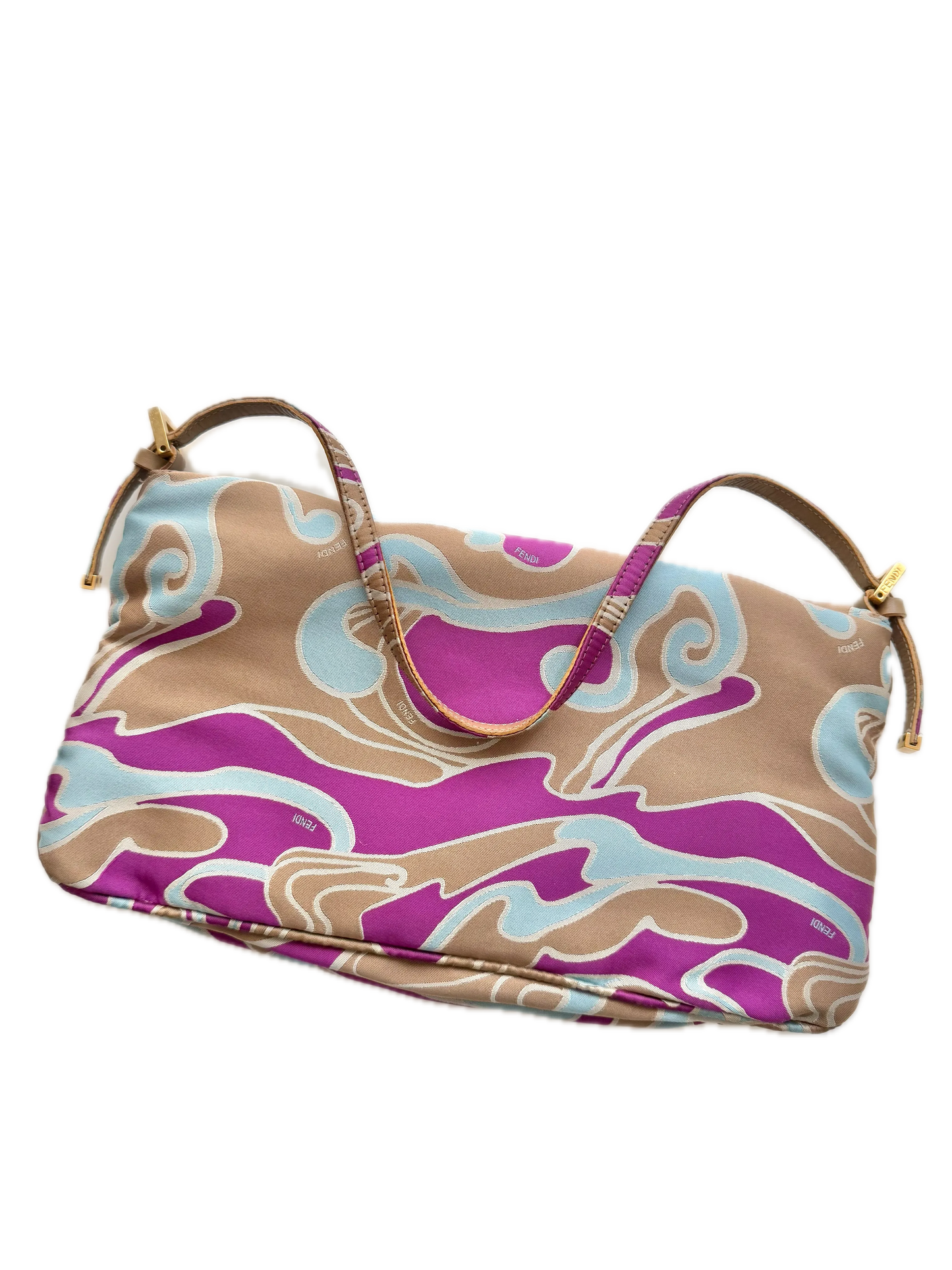 Fendi Satin Psychedelic Print Baguette Shoulder Bag