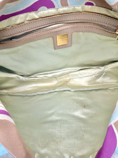 Fendi Satin Psychedelic Print Baguette Shoulder Bag
