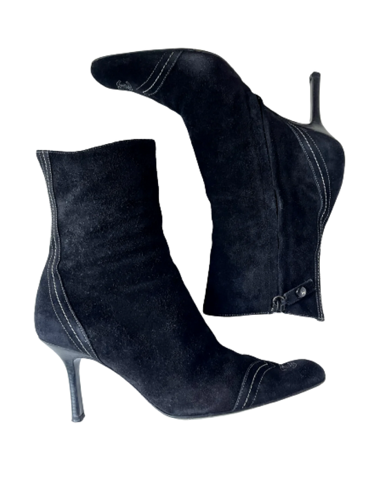 Chanel Black Suede Ankle Boots, 37.5