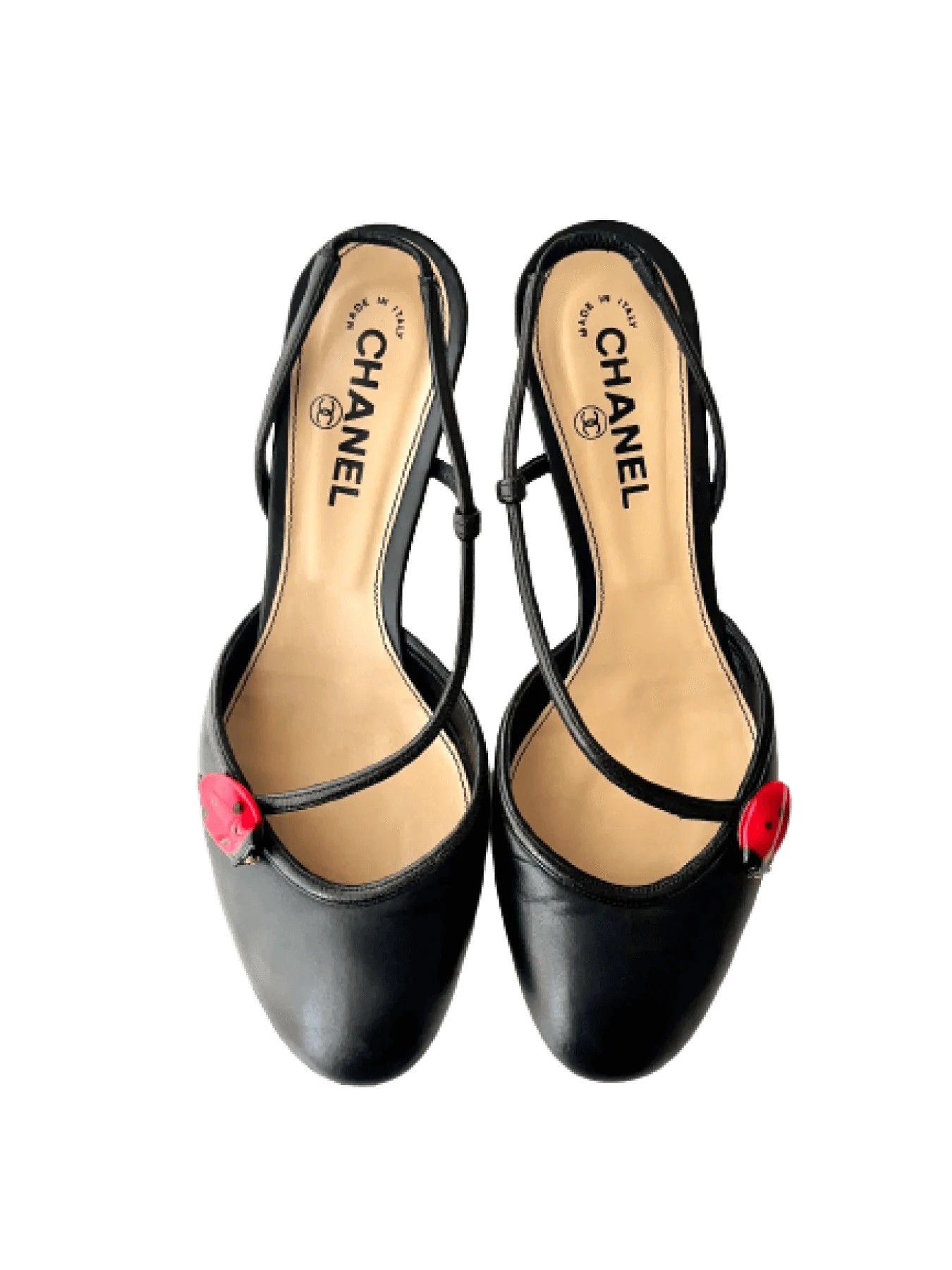 Chanel Slingback Heels with Ladybug