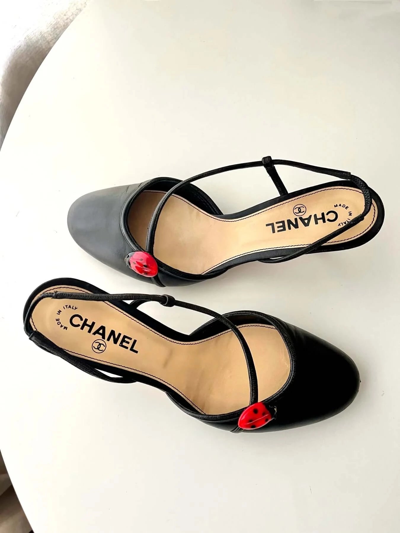 Chanel Slingback Heels with Ladybug
