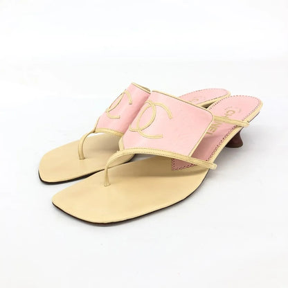 CHANEL LEATHER SLIDES IT 38.5