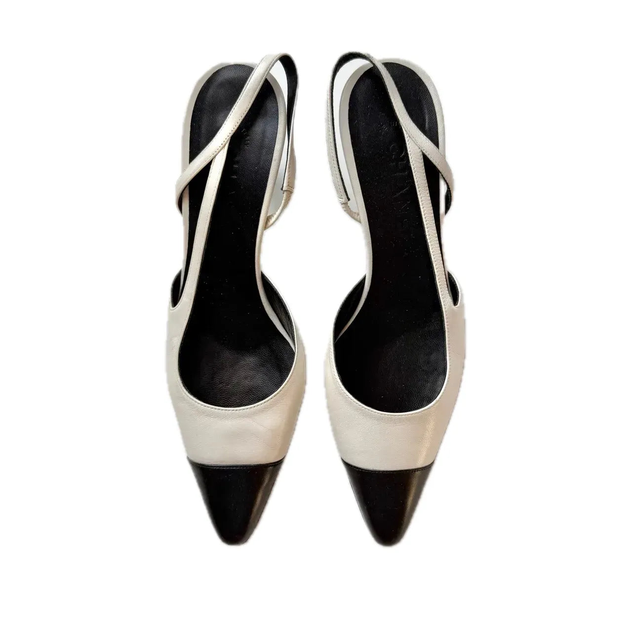 CHANEL Cream and Black Two-Tone Slingback Pumps, 37