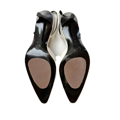 CHANEL Cream and Black Two-Tone Slingback Pumps, 37