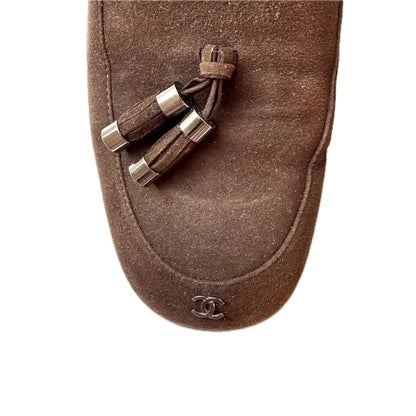Chanel Vintage Brown Suede Tassel Loafers, 39