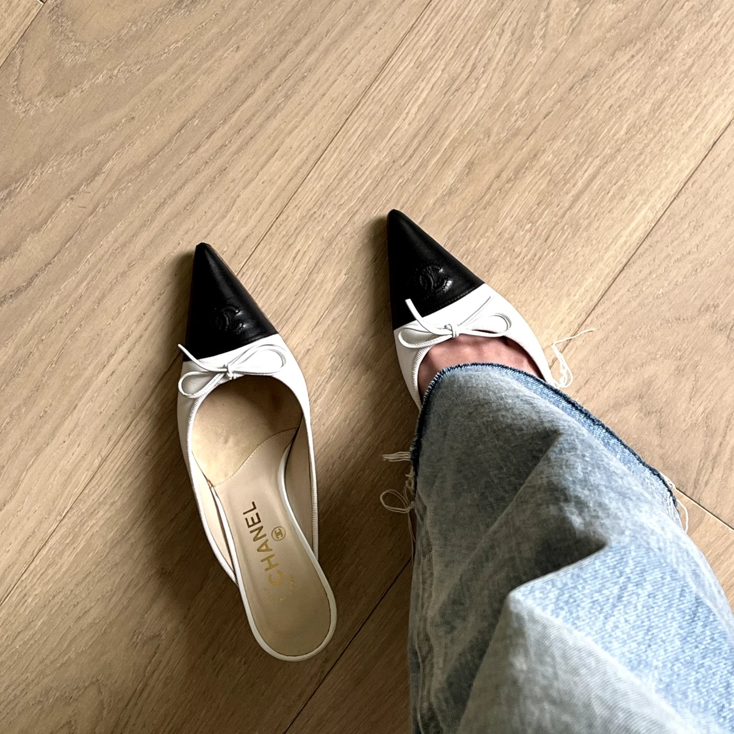 CHANEL Bow Kitten Mules, 36.5 | Archive Square vintage mules Chanel mules Bow Mules Matilda Djerf Bella Hadid Vintage