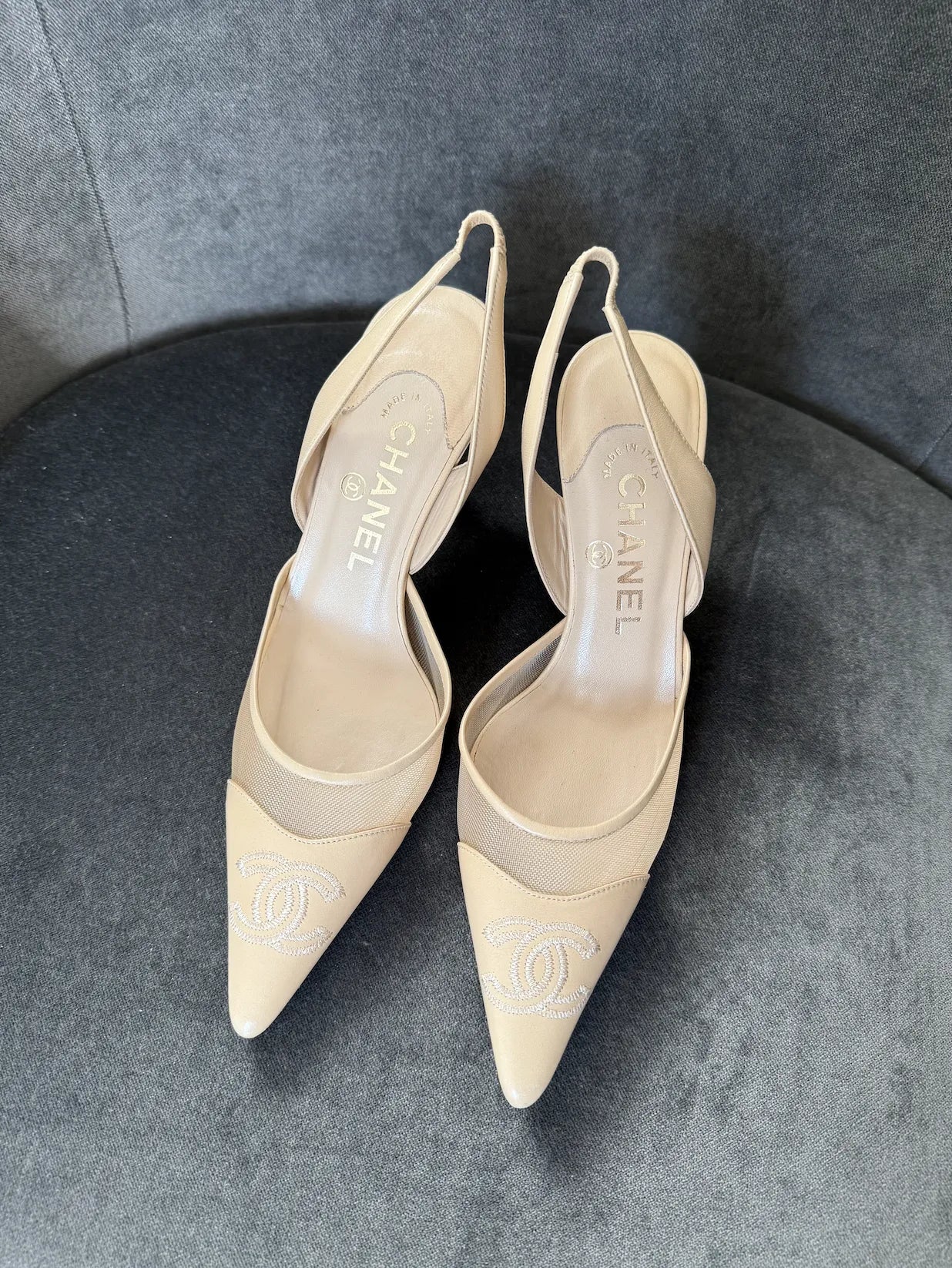 Chanel mesh slingbacks, 36
