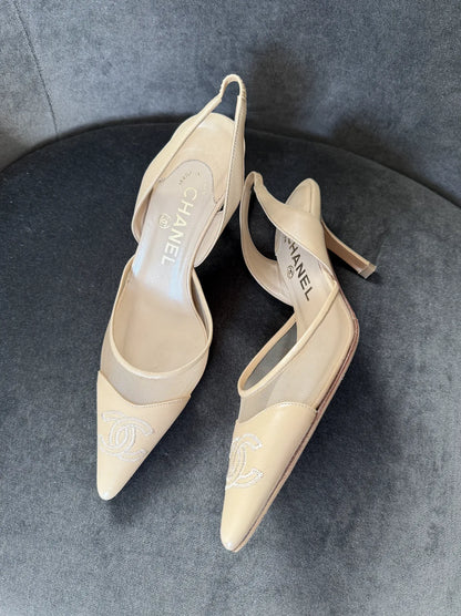Chanel mesh slingbacks, 36