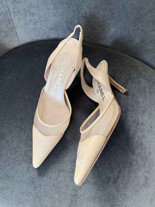 Chanel mesh slingbacks, 36