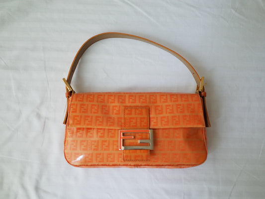 FENDI Baguette Orange Zucchino Patent Leather Bag Matilda Djerf the millennial decorator